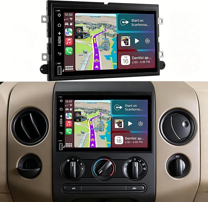 Car Radio for Ford F150 2004-2008: 8-Core 4GB+32GB Android 14 Head Unit | Wireless CarPlay & Android Auto, 7 inch Touchscreen, GPS Navigation, FM, Wifi, Bluetooth, Faster Stable Connection