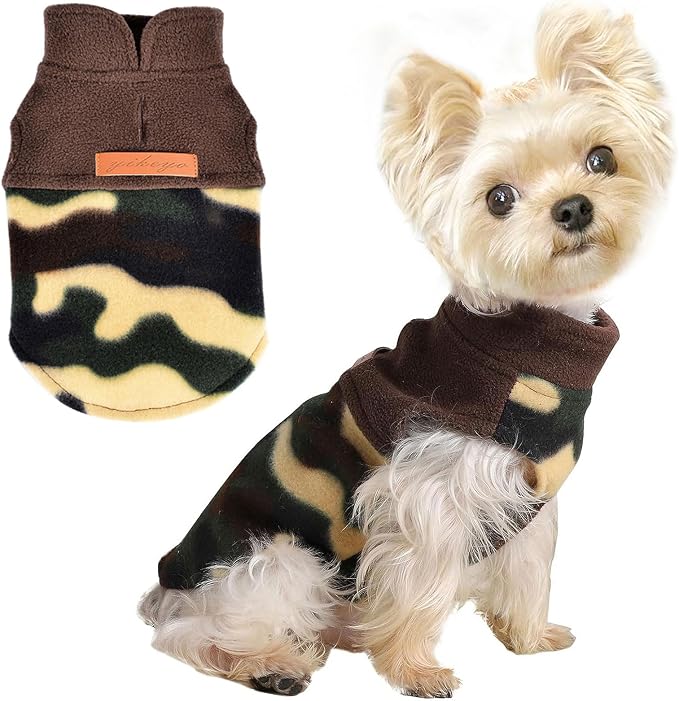 Camouflage Dog Sweater Clothes for Small Dog Girl Boy Camo Puppy Sweaters Doggie Pet Clothes Cat Apparel Coats, Medium, Camo