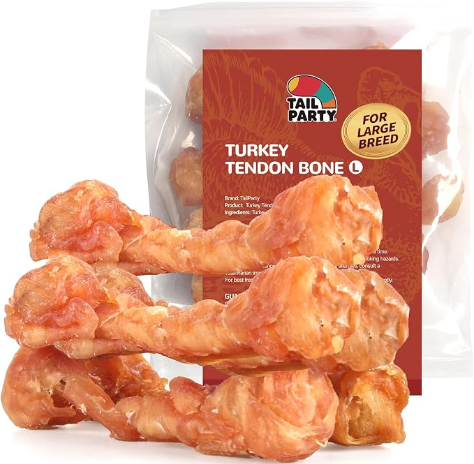 Turkey Tendons for Dogs (Bone, L, 8 oz), All Natural Dental Chews for Large Dogs, Rawhide Alternative, Long-Lasting Training-Reward Treats for Health-Conscious Pet Owners