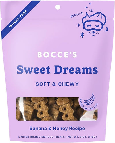 Bocce's Bakery Dailies Sweet Dreams Dog Treats for Bedtime Support, Wheat-Free Dog Treats, Made with Real Ingredients, Baked in The USA, Natural Soft & Chewy, Banana & Honey, 6 oz