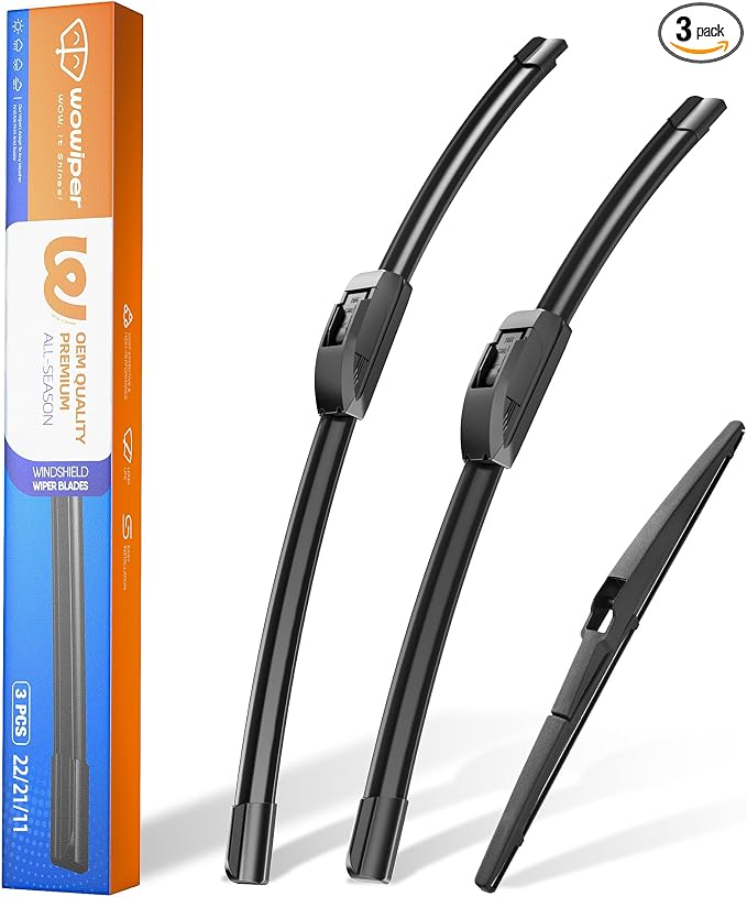 22"+21" Windshield Wiper Blades with 11" Rear Wiper Replacement for Jeep Grand Cherokee 2014 2015 2016 2017 2018 2019 2020 2021-OEM Quality All-Weather J Hook Wipers(Set of 3)