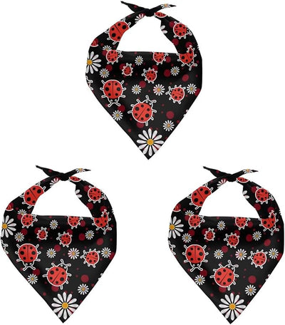 KEIAHUAN Ladybug Daisy Dog Bandanas Girl Adjustable Dog Scarf Bib Handkerchief Lightweight Triangle Scarf Puppy Bandana for Pet