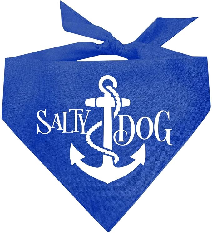 Salty Dog Dog Bandana 100% Cotton Adjustable Triangle Summer Vacation Beach Pool | Royal, One Size (100)