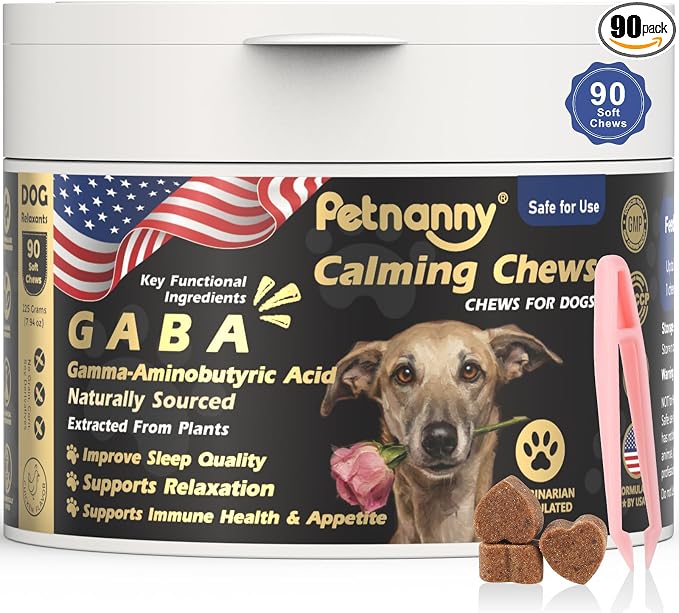 PETNANNY Calming Chews for Dogs with GABA,Calming Bites for Dog Anxiety Relief,Natural Calming Supplement Calming Treats for Pets,Support Relaxation & Composure,Chicken Flavor,90 Chews