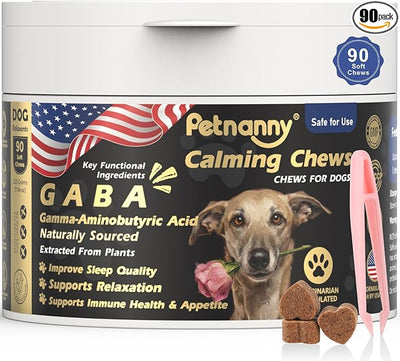 PETNANNY Calming Chews for Dogs with GABA,Calming Bites for Dog Anxiety Relief,Natural Calming Supplement Calming Treats for Pets,Support Relaxation & Composure,Chicken Flavor,90 Chews
