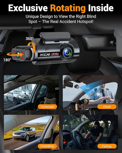 4K Dual Dash Cam with WiFi GPS, Voice Control, 4K+1080P Front and Inside Car Camera, UHD Night Vision, Dash Camera for Cars with 3" IPS Touch Screen, 24H Parking Mode, G-Sensor, 32GB Card