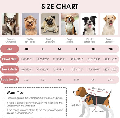 Queenmore Dog Winter Coat - Fleece Puffer Dog Down Vest, Cold Weather Pet Jacket for Small, Medium and Large Dogs (Light Pink, XS)