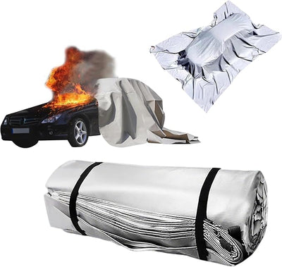 EV Car Fire Blanket, Silicone Fire Blankets for Electric & Gas Vehicles | 1100°C Reusable Large Emergency Fire Suppression Blanket, Survival Safe Blankets for EV Battery & Engine Fires (13×20ft)