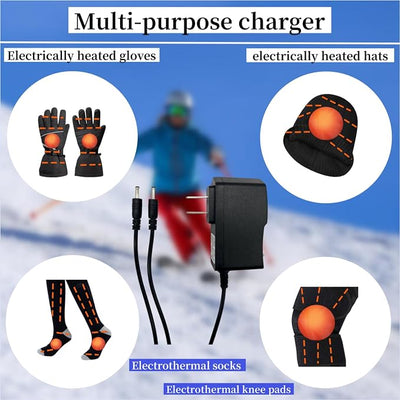 8.4V Dual-Channel Heated Glove Charger, Suitable for Heated Socks, Heated Hats, Heated Vests, etc.; 7.4V Lithium Polymer Rechargeable Battery Pack Replacement kit, 5.5mm x 2.5mm Connector