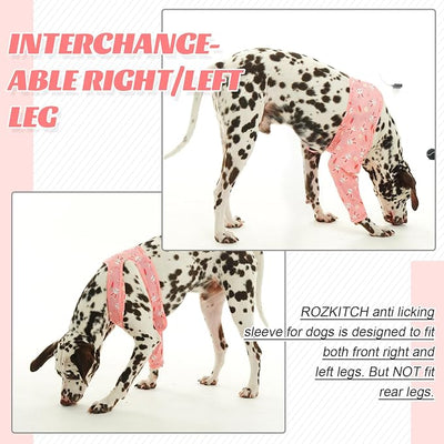 ROZKITCH Dog Leg Sleeve for Front Right Left Leg, Pet Prevent Licking Wound Elbow Knee Protector, Dog Recovery Suit Cone Collar Alternative for Sprain ACL CCL Arthritis Joint Care Rabbit 2XL