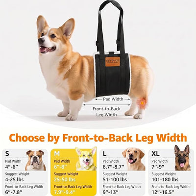 Dog Sling for Back Legs, Dog Lift Harness, Magic Tape Dog Sling for Large Dogs Hind Leg Support, Elderly Dog Lifter, Help Canie Hip Arthritis K9 Cruciate Ligament Rehabilitation (Medium)