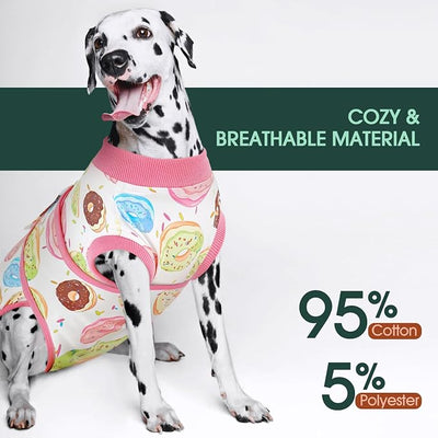 Kuoser Dog Surgery Recovery Suit, Soft Breathable Dog Recovery Suit for Female Spay Male Nueuter, Anti Licking Puppy Onesie Pet Surgical Suit for Dogs Abdominal Wounds Skin Disease, Donut L
