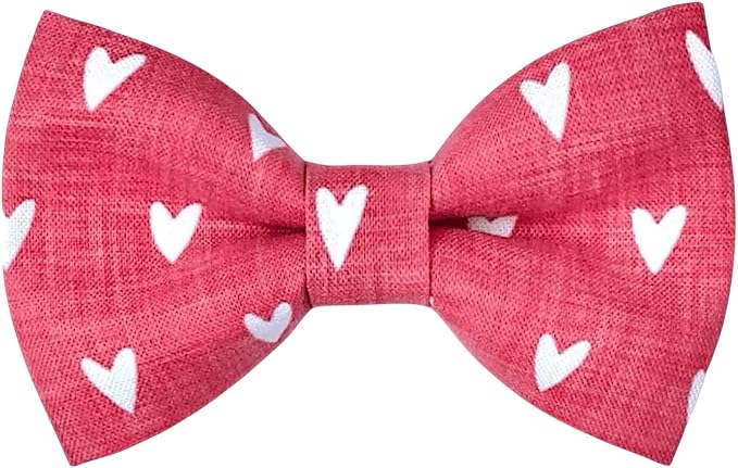 Detachable Dog Bow Tie, Slide-On Pet Bowtie for Collars, Stylish Durable Dog Lover Accessory Small, Medium & Large Dogs (Red Heart, X-Large (5.5in Wide))