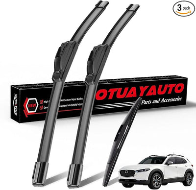 OTUAYAUTO Windshield Wiper Blades Replacement for Mazda CX-30 2020-2024 All-Extreme Weather Performance Quiet No Trace Front and Rear Wipers U/J Hook 26"+16"+14" (Pack of 3)