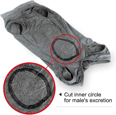 Dog Recovery Suit Abdominal Wound Puppy Surgical Clothes Post-Operative Vest Pet After Surgery Wear Substitute E-Collar & Cone(XXL, Grey)