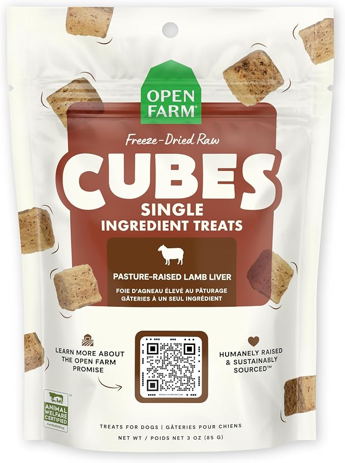 Cubes, Freeze-Dried Raw, Single Ingredient Dog Treats, Lamb Liver, 3oz Pouch