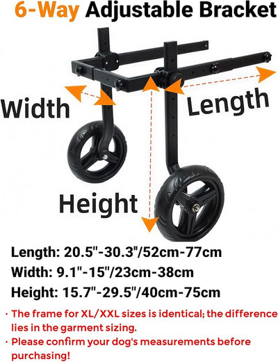 Adjustable Large Dog Wheelchair for Back Legs, Upgraded Wheel, Disabled Pets, Leg Brace, Mobility Aid for Large Pets, Hind Limb Rehabilitation, Older, Disabled (XL(Chest 28.3-33.9in))
