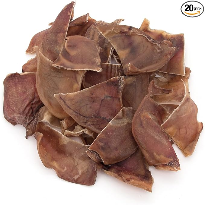 Best Pet Supplies GigaBite Half-Cut Pig Ears for Dogs, 20 Pack - All-Natural Slow-Roasted Chews that Clean Teeth and Satisfy Aggressive Chewers