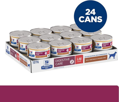 Hill's Prescription Diet i/d Stress Digestive Care Wet Dog Food, Rice, Vegetable, & Chicken Stew, 5.5 oz. Cans, 24-Pack