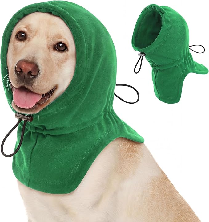 Dog Calming Hoodie Pet Ear Covers for Noise, Quiet Head Cover for Dogs, Pet Calming Hoodie Ear Covers Hood for Anxiety Relief and Calming Dog Neck and Ear, Green S