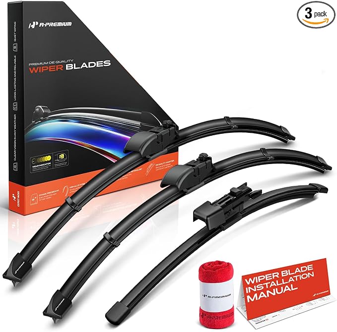 A-Premium 24"/20"/15" Windshield Wiper Blades Compatible with Land Rover Range Rover, Range Rover Sport, 2017-2023 - Front Rear Wipers Blade for Gen2V5/FR_2B, with Wear Indicator & Towel (Pack of 3)