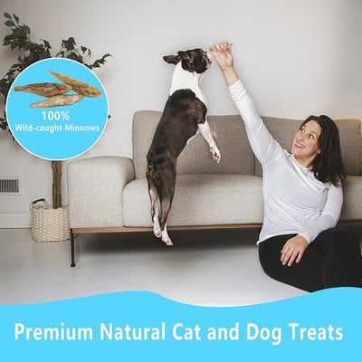 Minnows - 8.5 oz Freeze Dried Minnows for Cats & Dogs - 100% Natural Premium Cat & Dog Treat (8.5 OZ)