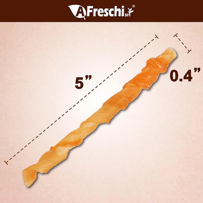 A Freschi srl Turkey Tendons for Dogs, USA-Sourced, Healthy Dog Treats, Rawhide-Free Puppy Chews, Long Lasting, All Natural, Hypoallergenic Dog Treats, Coil (L), 3 oz Pack