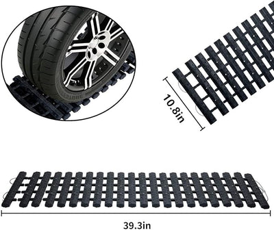 Emergency Devices 2 pcs Tire Traction Mats 39.3" (L) x 10.8" (W), Portable for Snow, Ice, Mud, and Sand Used to Car, Truck, Van or Fleet Vehicle Off Road Winter Accessories (2PCS* 39in)