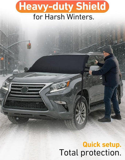 EcoNour Car Snow Cover Compatible for Lexus GX 460 | Windshield Cover for Ice and Snow with S-Hook Straps | Heavy-Duty 600D Oxford Winter Car Cover, Waterproof & Anti-Slip