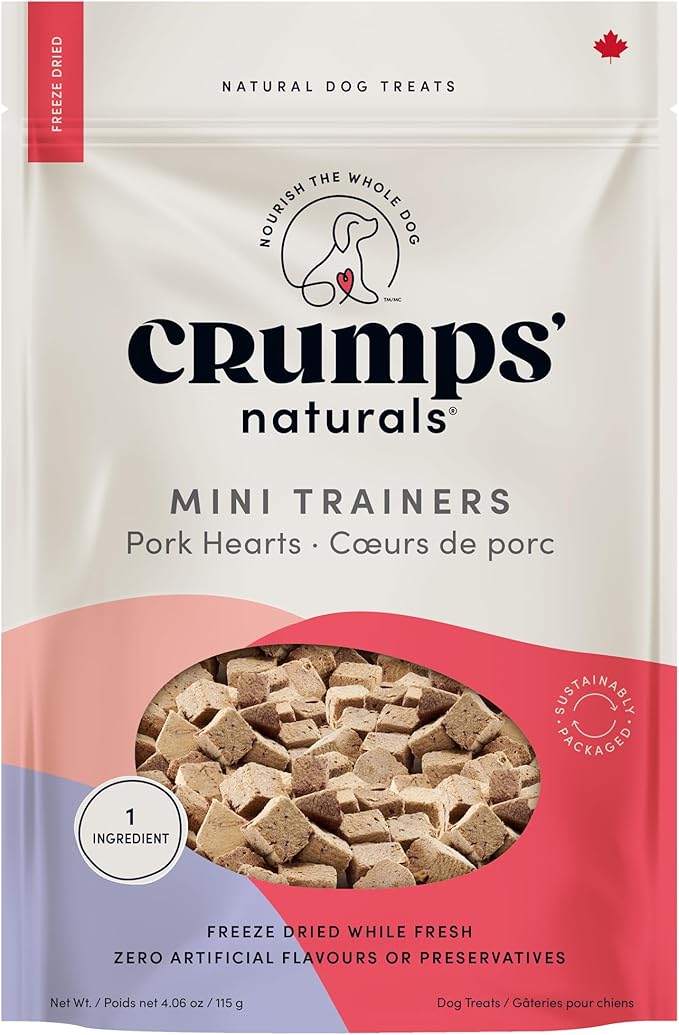 Mini Trainers Freeze Dried Pork Hearts 4.06oz