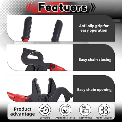 Lasnten 33-3/4 Inches Chain Repair Pliers for Tire with Insulated Handles for Truck Tractor Tire Chains Pliers Winter Snow Automotive Care, Quick-open Link Tool