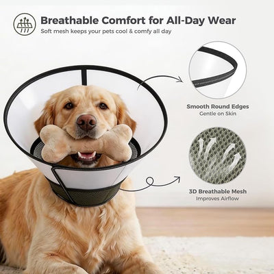 Avont Dog Cone Collar After Surgery, Alternative Adjustable Elizabeth Cone for Medium Large Dogs, Comfy Breathable Pet Recovery Collar to Stop Licking -Dark Green(M)