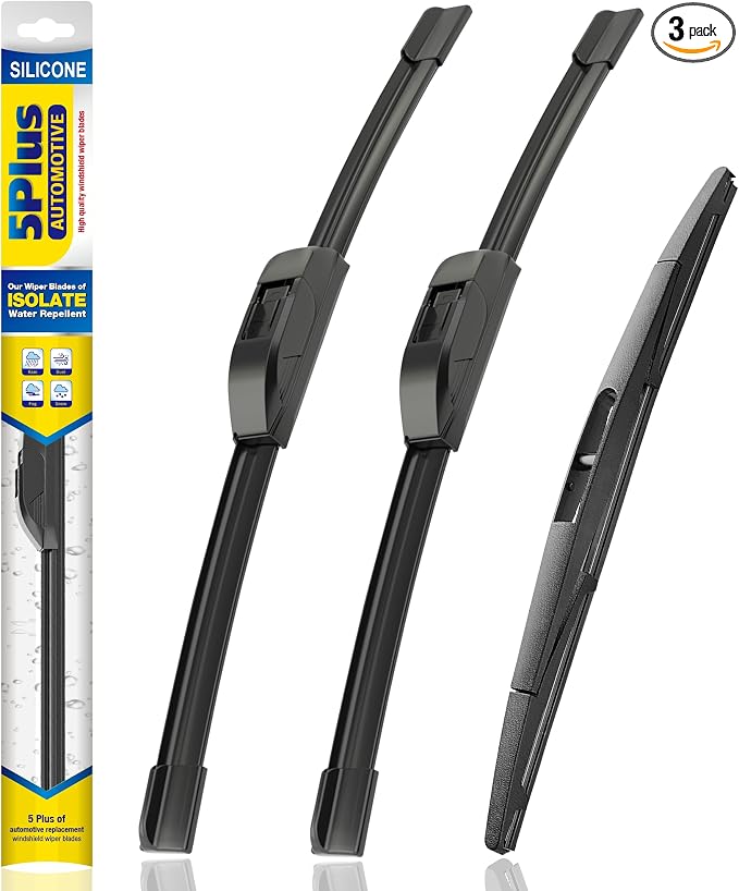 5 PLUS® Silicone Windshield Wipers Replacement for 2009-2014 NISSAN Cube, 2003-2010 HONDA Element Wiper Blades(Set of 3),Automotive Replacement Windshield Wiper Blades For My Car-20"/20"/12"