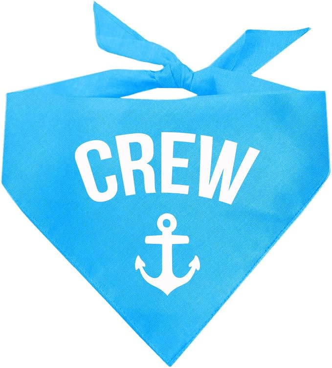 Crew Anchor Boat Dog Bandana | 100% Cotton | Made in USA | Boat & Fishing | Captain | Beach & Lake | Summer | Outdoors | Father's Day | Turquoise, One Size (265)