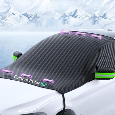 Custom fit for for Kia Windshield Snow Covers, 8 Layers WAaterproof Windproof Protection, UV, Winter Magnetic Windshield Frost Cover, for Kia Accessories (for Kia Soul Optima)
