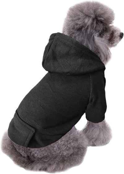 Jecikelon Soft Dog Hoodies for Small Dogs, Fleece Puppy Sweatshirt with Pockets, Warm Winter Cold Weather Coats for Pet Cat, Cute Clothes Puppy Costume (Black, Large)