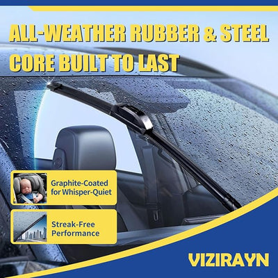 3 pcs 26" 16" 11" Front & Rear Windshield Wiper Blades VIZIRAYN Replacement for Hyundai Santa Fe 2019-2021 & Elantra GT 2018-2020, Kia Sorento 2016-2020 (Pack of 3), OEM Quality, All-Season