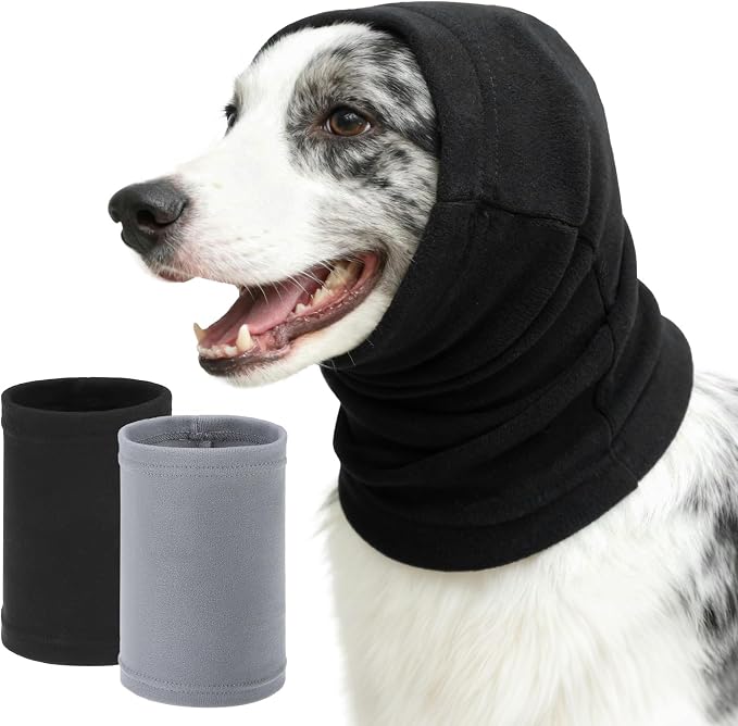 SCENEREAL Dog Calming Band Hoodie No Shake Ear Wraps Muffs, Anxiety Relief Quiet Dogs Head Covers, Noise Protection Grooming Thunder Christmas Fireworks Bathing Drying