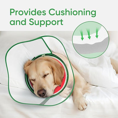 Sponge Dog Cone Collar, Dog Donut Collar After Surgery with Clear Shield, Adjustable Soft Cone for Dogs to Stop Licking-Comfy Cone for Large Medium Small Dogs (Watermelon,L)