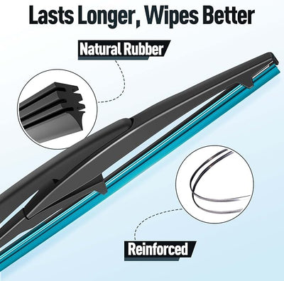 12" Rear Wiper Blade for Ford Mustang Mach-E 2021-2025 | Rear Wiper Blades for My Car Back Window, Windshield Wipers Replacement Direct Fit OEM Quality All-Season