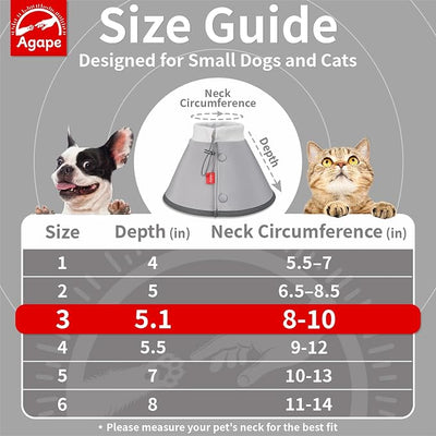 Agape Soft Dog Cone for Small Dogs & Cats, Recovery Collar to Stop Licking | Comfy E-Collar Alternative for Puppies, Adjustable Cloth Cone After Surgery, Protective Neck Cone for Kittens, Washable