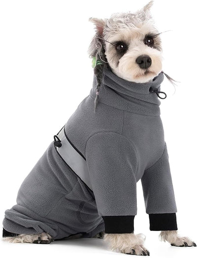 Polar Fleece Dog Pajamas Bodysuit - Small Medium Dog Winter Jacket & Sweater - Four-Legged Warm Clothes