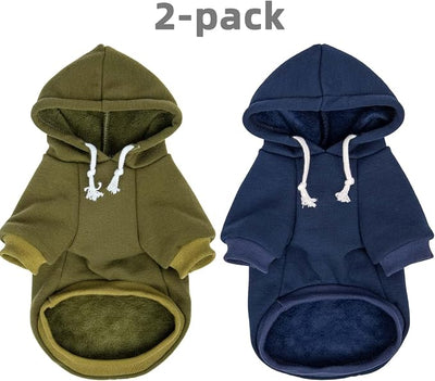 2-Pack Dog Hooded Sweaters & Jackets - Soft Dog Clothes Hoodie for Small/Medium/Large Dogs & Cats | All-Season Comfort & Fit, Stylish Pet Shirts Apparel & Accessories (Army Green, Navy, Large)