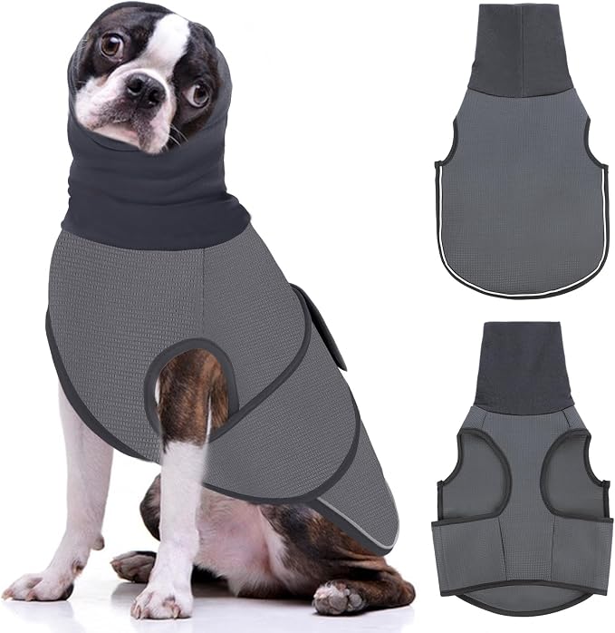 Dog Anxiety Vest, Dog Anxiety Calming Hoodie, Pet Thunder Jacket Calming Shirt for Fireworks, Thunder, Travel, Separation, Noise Block & Ear Protection Recovery