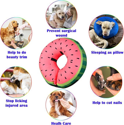 Inflatable Dog Cone Collar for After Surgery, Soft Adjustable Blow up Donut E-Collar for Small Medium Large Dog and Cats