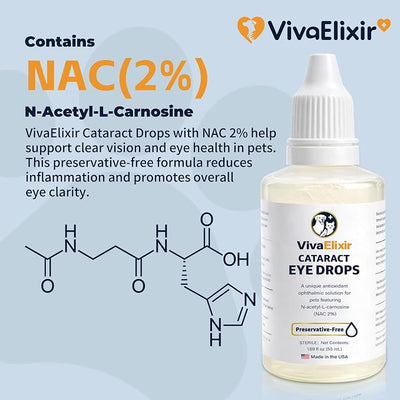 Dog Eye Drops, Cataract Eye Drops for Dogs, Daily Eye Care for Moisture, Comfort & Cleanliness, Tear Stain Support, Lubricating Ophthalmic Solution & Sodium Hyaluronate, Gentle Formul -50ML