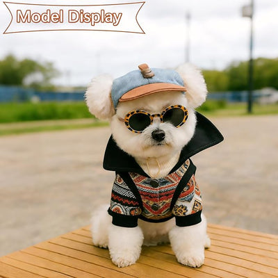 2 Pcs Pet Baseball Cap and Sunglasses, Dog Sun Hat with Ear Holes, Summer Adjustable Buckle Visor Caps for Cats, Small Medium Dogs (Brown, Medium)