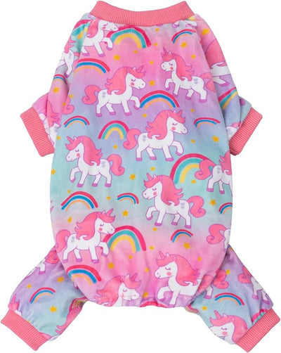 Fitwarm Dreamy Unicorn Fleece Dog Pajamas, Fairy Winter Clothes for Small Dogs Girl, Cozy Pet Onesie, Pink, Blue, XL