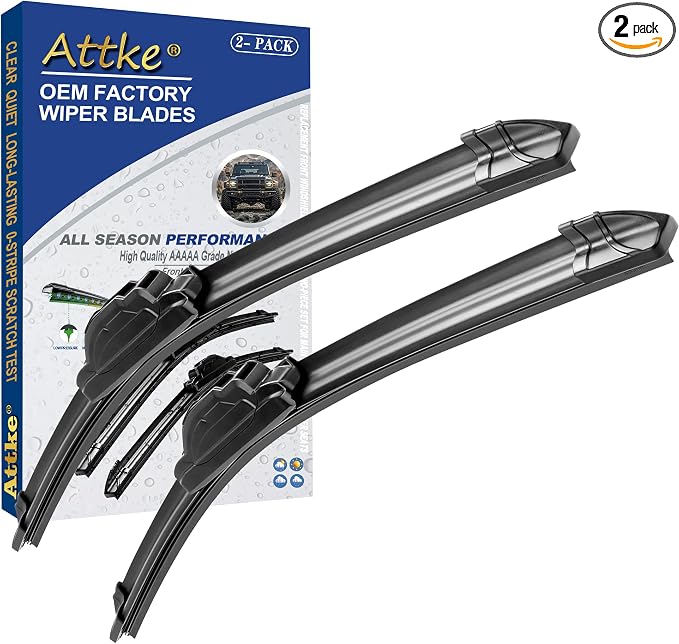 ATTKE OEM Quality Front Windscreen Wiper Blades for Honda CR-V 2017-2020/Nissan Pathfinder 2013-2020/Rogue 2015-2020 Sentra 2007-2012/Subaru Legacy 2015-2019 (26″+17″ Front Windshield Wiper Blade Set)