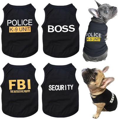 Dog Shirts 4 Pack Cat Apparel Costumes for Cosplay，Breathable Pet T-Shirts，Summer Clothes K9 Security Boss FBI Vest for Dogs Puppy Boy Girl (X-Large)